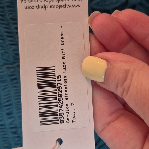 NWT Petal & Pup Teal Candice Strapless Lace Midi Dress Wedding Occasion Size 2 - Picture 8 of 12